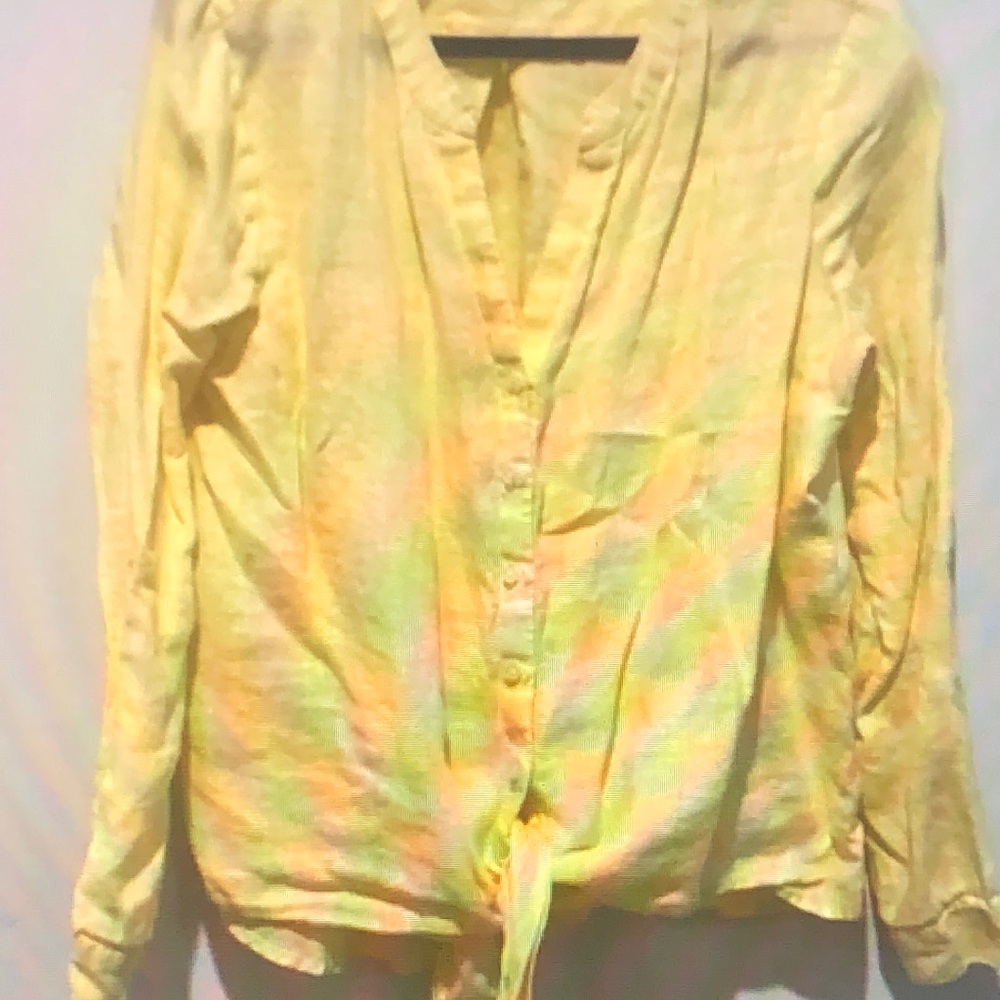 Yellow Tie-Front Blouse